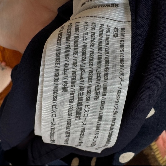 NWOT Abercrombie & Fitch Navy Linen Polka Dot Mini Dress Small Linen Blend - Picture 4 of 6